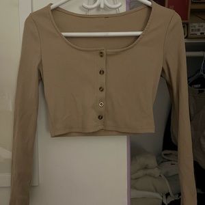 cropped button up long sleeve